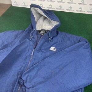 Starter Blue Hooded Zip Up Jacket Athletic Track Jacket Men's Size M